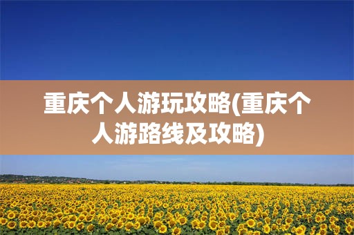 重庆个人游玩攻略(重庆个人游路线及攻略)