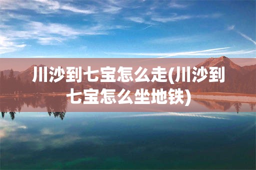 川沙到七宝怎么走(川沙到七宝怎么坐地铁)