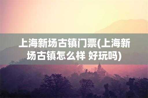 上海新场古镇门票(上海新场古镇怎么样 好玩吗)