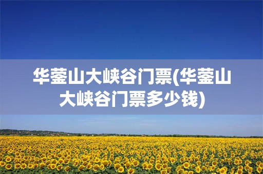 华蓥山大峡谷门票(华蓥山大峡谷门票多少钱)