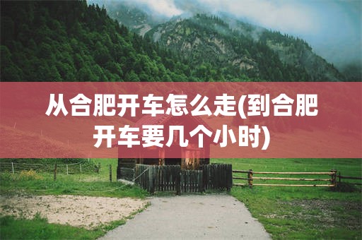 从合肥开车怎么走(到合肥开车要几个小时)