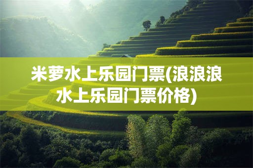 米萝水上乐园门票(浪浪浪水上乐园门票价格)