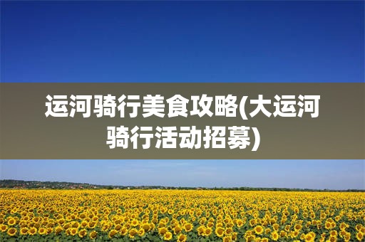 运河骑行美食攻略(大运河骑行活动招募)