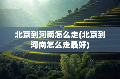 北京到河南怎么走(北京到河南怎么走最好)