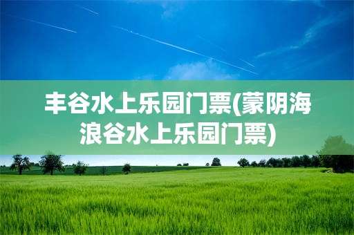 丰谷水上乐园门票(蒙阴海浪谷水上乐园门票)