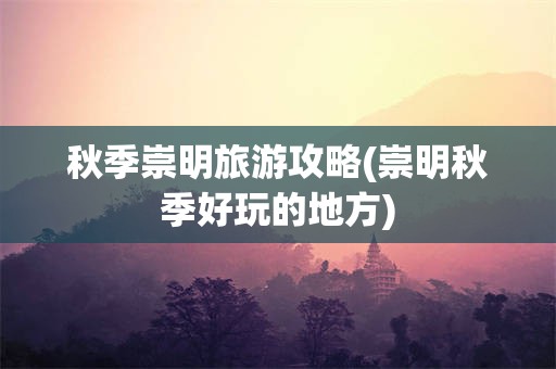 秋季崇明旅游攻略(崇明秋季好玩的地方)