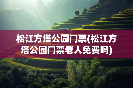 松江方塔公园门票(松江方塔公园门票老人免费吗)