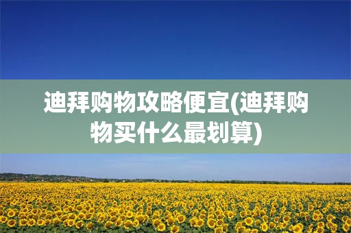 迪拜购物攻略便宜(迪拜购物买什么最划算)