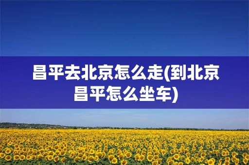 昌平去北京怎么走(到北京昌平怎么坐车)