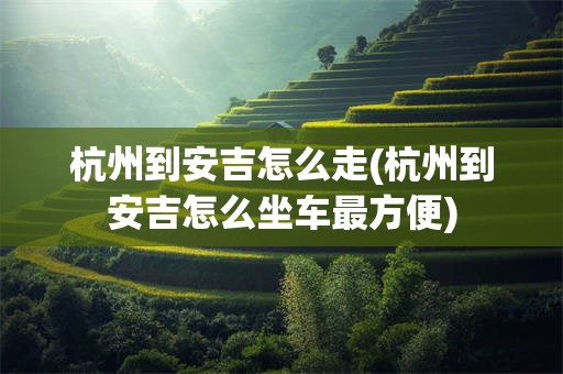 杭州到安吉怎么走(杭州到安吉怎么坐车最方便)