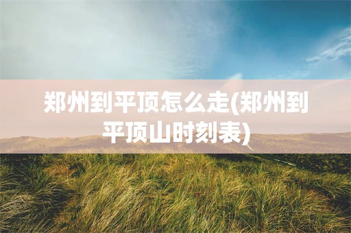 郑州到平顶怎么走(郑州到平顶山时刻表)