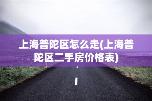 上海普陀区怎么走(上海普陀区二手房价格表)