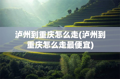 泸州到重庆怎么走(泸州到重庆怎么走最便宜)