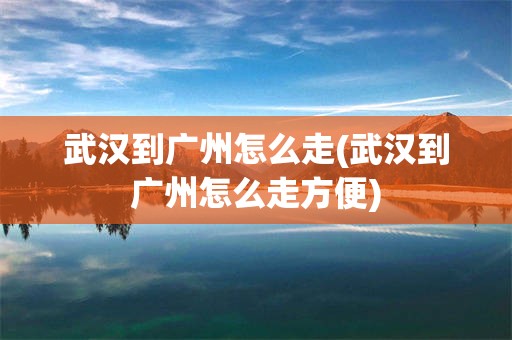 武汉到广州怎么走(武汉到广州怎么走方便)