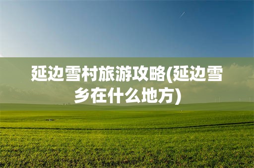 延边雪村旅游攻略(延边雪乡在什么地方)