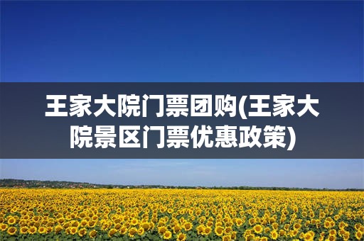 王家大院门票团购(王家大院景区门票优惠政策)