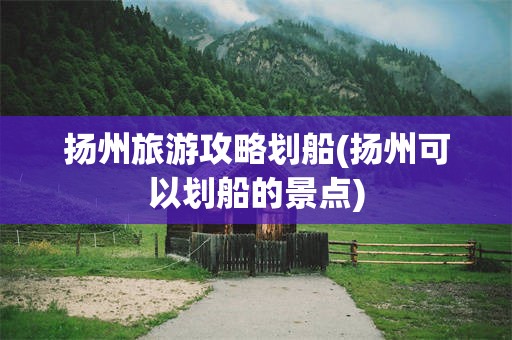 扬州旅游攻略划船(扬州可以划船的景点)