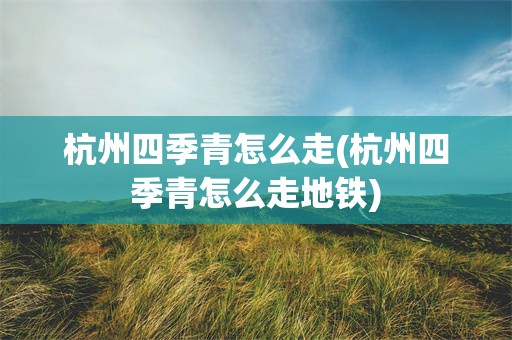 杭州四季青怎么走(杭州四季青怎么走地铁)