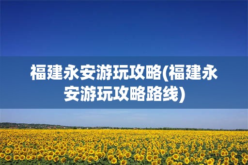 福建永安游玩攻略(福建永安游玩攻略路线)