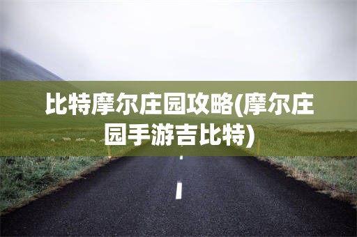 比特摩尔庄园攻略(摩尔庄园手游吉比特)