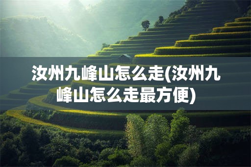 汝州九峰山怎么走(汝州九峰山怎么走最方便)