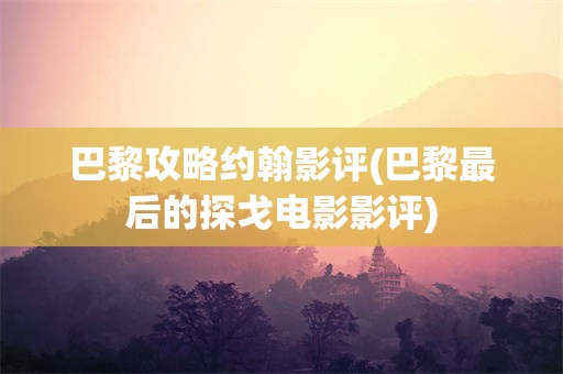 巴黎攻略约翰影评(巴黎最后的探戈电影影评)