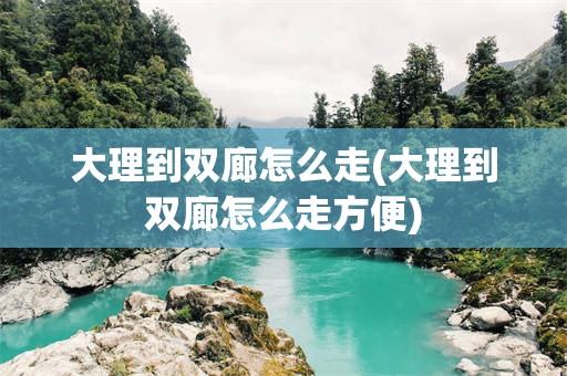 大理到双廊怎么走(大理到双廊怎么走方便)