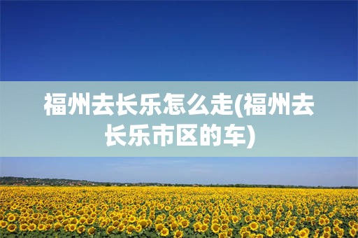 福州去长乐怎么走(福州去长乐市区的车)