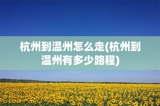 杭州到温州怎么走(杭州到温州有多少路程)