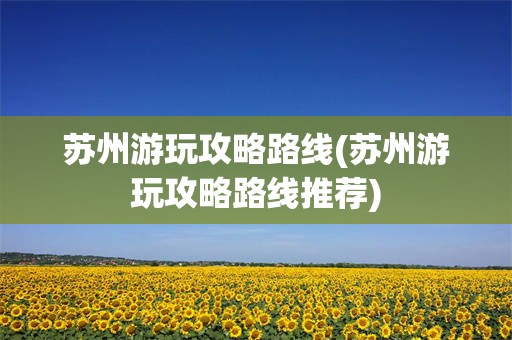 苏州游玩攻略路线(苏州游玩攻略路线推荐)