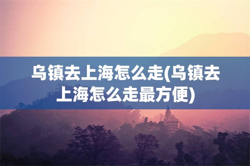 乌镇去上海怎么走(乌镇去上海怎么走最方便)