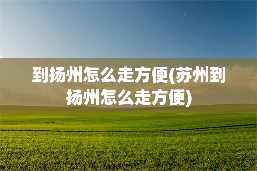到扬州怎么走方便(苏州到扬州怎么走方便)