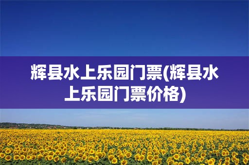 辉县水上乐园门票(辉县水上乐园门票价格)