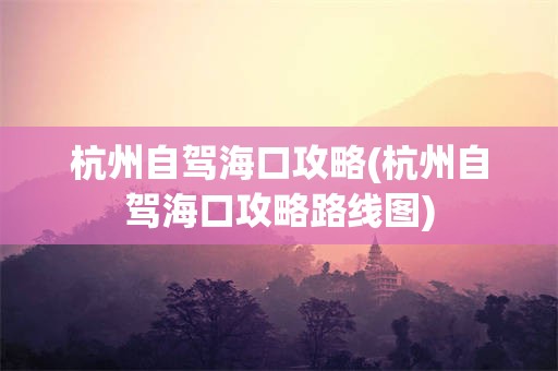 杭州自驾海口攻略(杭州自驾海口攻略路线图)