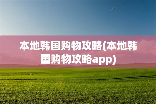 本地韩国购物攻略(本地韩国购物攻略app)