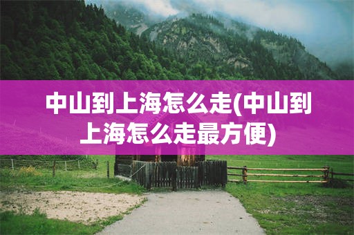 中山到上海怎么走(中山到上海怎么走最方便)