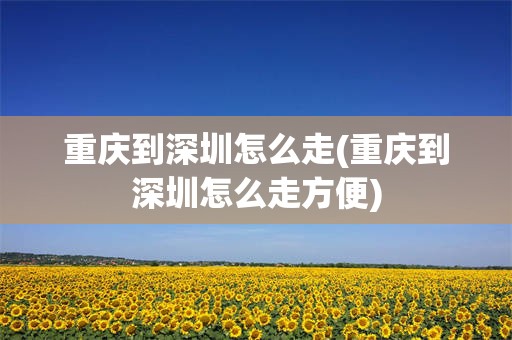 重庆到深圳怎么走(重庆到深圳怎么走方便)