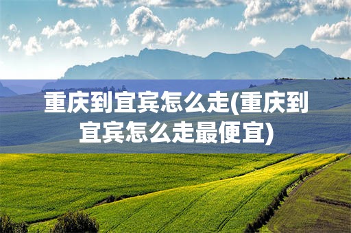 重庆到宜宾怎么走(重庆到宜宾怎么走最便宜)