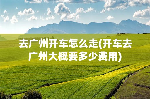 去广州开车怎么走(开车去广州大概要多少费用)