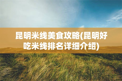 昆明米线美食攻略(昆明好吃米线排名详细介绍)