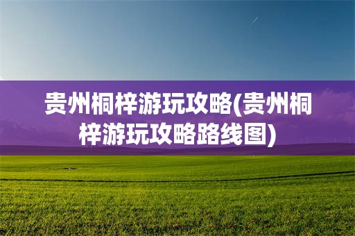 贵州桐梓游玩攻略(贵州桐梓游玩攻略路线图)