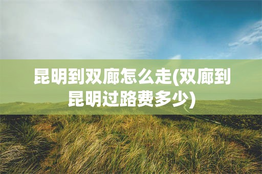 昆明到双廊怎么走(双廊到昆明过路费多少)