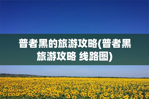 普者黑的旅游攻略(普者黑旅游攻略 线路图)