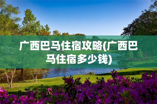 广西巴马住宿攻略(广西巴马住宿多少钱)