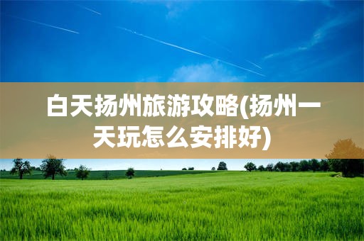 白天扬州旅游攻略(扬州一天玩怎么安排好)