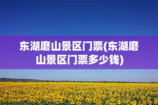 东湖磨山景区门票(东湖磨山景区门票多少钱)