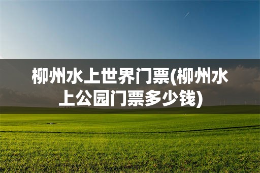 柳州水上世界门票(柳州水上公园门票多少钱)