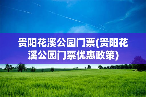 贵阳花溪公园门票(贵阳花溪公园门票优惠政策)