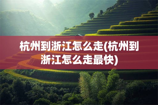 杭州到浙江怎么走(杭州到浙江怎么走最快)