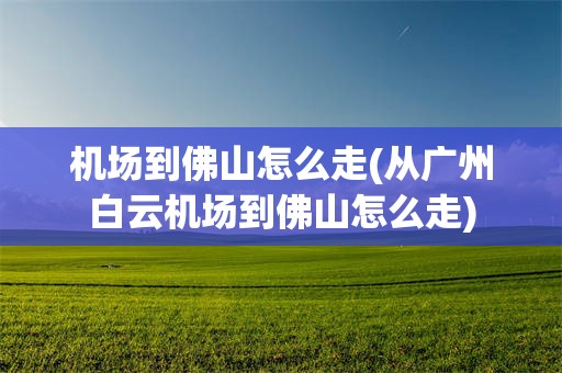 机场到佛山怎么走(从广州白云机场到佛山怎么走)